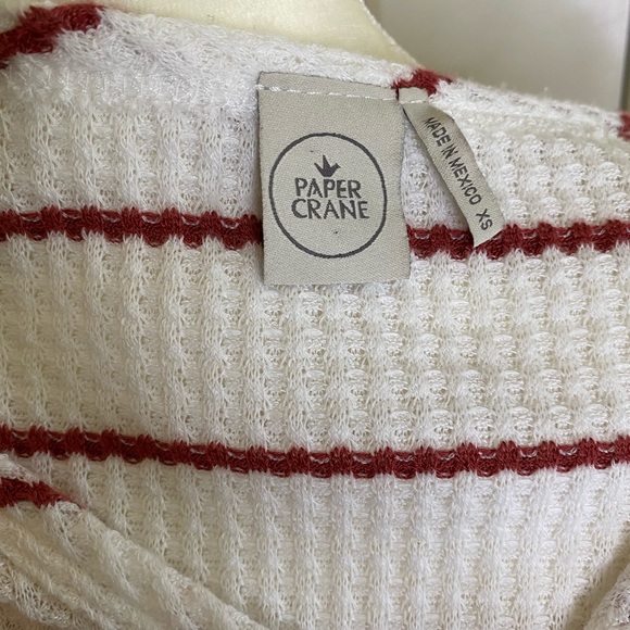 Paper Crane Button Down Front Tie Stripe Shirt - Picture 2 of 10